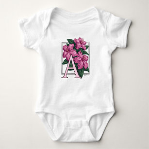 Body Para Bebé A para la ropa del bebé del monograma de la flor
