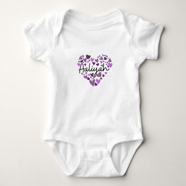 Body Para Bebé Aaliyah, corazones morados (Anverso)