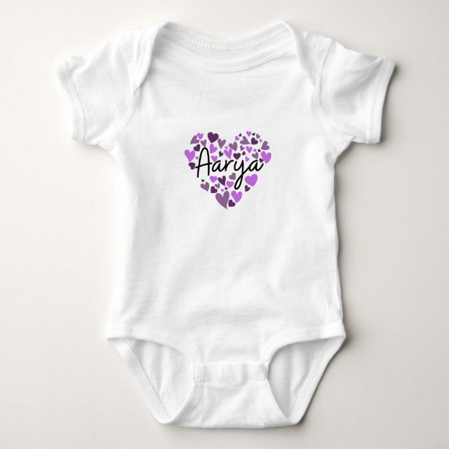 Body Para Bebé Aarya, corazones morados (Anverso)
