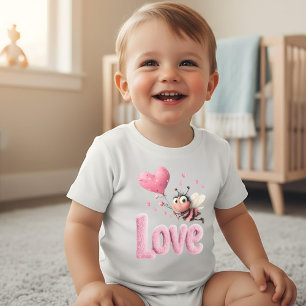 Body Para Bebé Abeja de Amor Dulce Corazones Rosados 