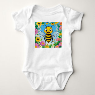 Body Para Bebé Abeja de Dibujos Animados Flores Coloridas