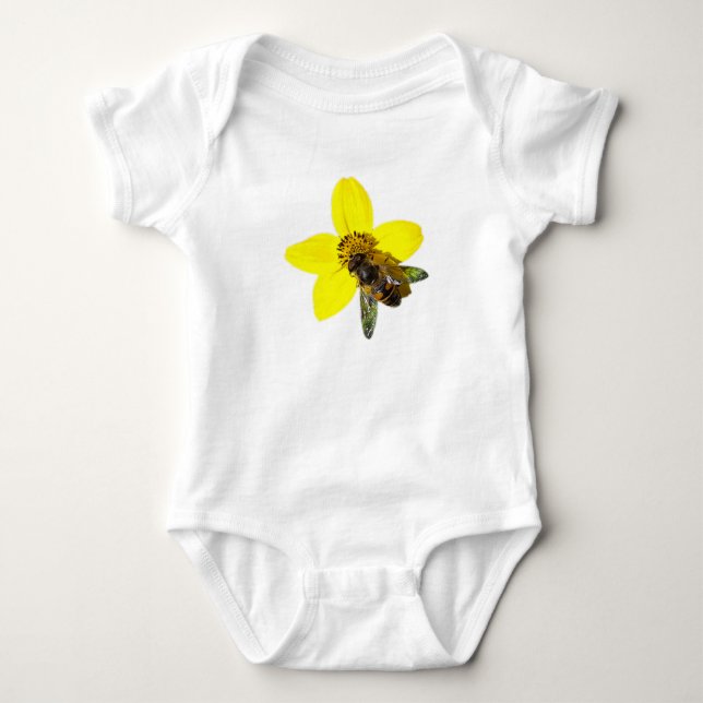 Body Para Bebé Abeja en una flor amarilla (Anverso)