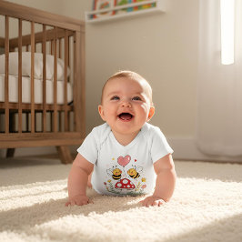 Body Para Bebé Abejas Personalizados con globo cardíaco en hongos