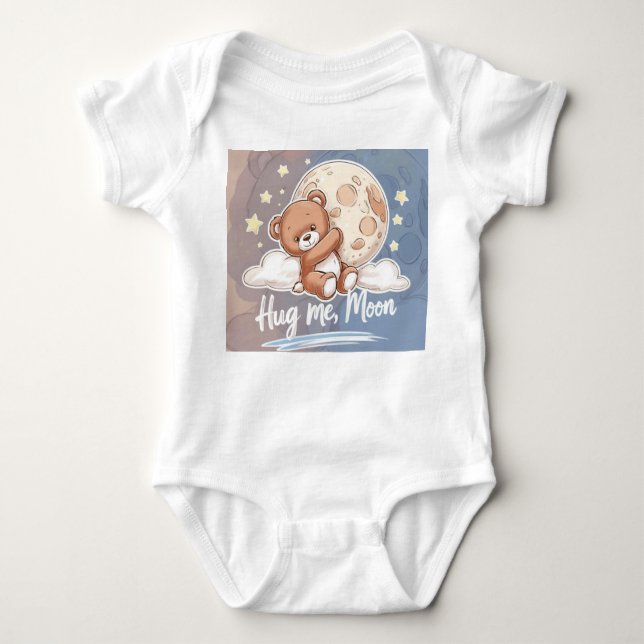 Body Para Bebé Abrázame Luna – Osito Kawaii con Estrellas (Anverso)