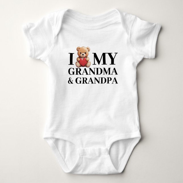 Body Para Bebé Abuelo Abuela Teddy Bear Love (Anverso)