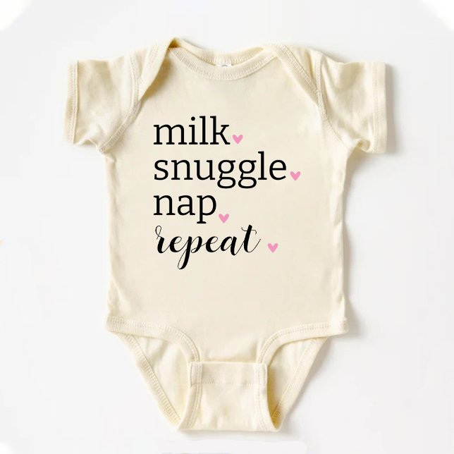 Body Para Bebé Acariciar leche Dormir Repetir Divertido Minimalis (Milk Snuggle Nap Repeat Funny Minimalist Baby Bodysuit)
