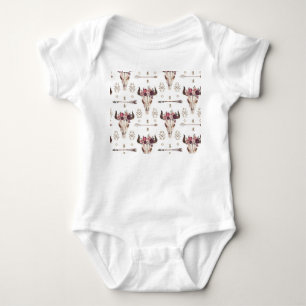 Body Para Bebé acuarela Boho: flechas, patrón de cráneo.