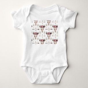 Body Para Bebé acuarela Boho: flechas, patrón de cráneo.