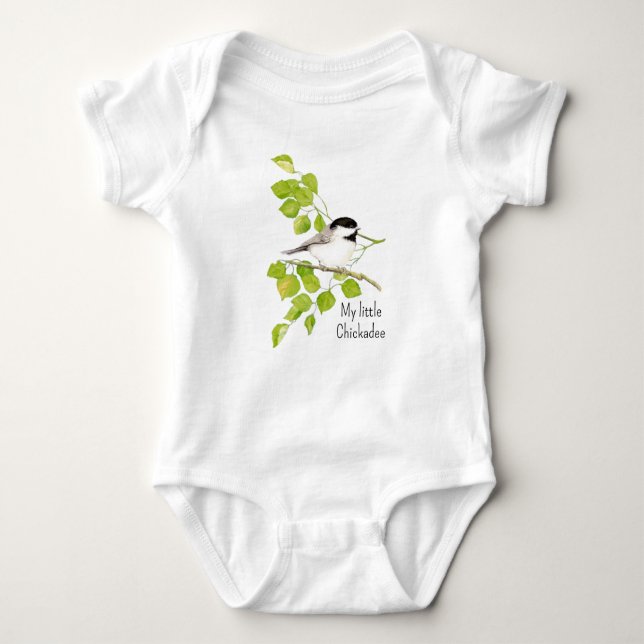 Body Para Bebé Acuarela Cute Chickadee Bird My Little Chickadee (Anverso)