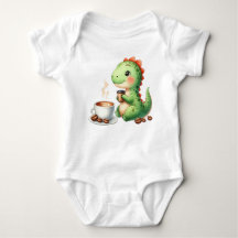 acuarela Cute Dinosaur T Rex beber café