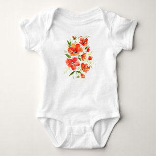 Body Para Bebé Acuarela de amapola ornamental: Bouquet aislado