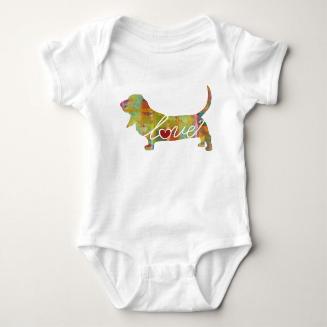 Body Para Bebé Acuarela de Basset Hound (Anverso)