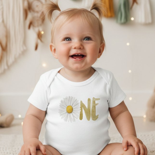 Body Para Bebé Acuarela de margarita primero, uno (Subido por el creador)