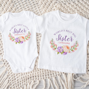 Body Para Bebé Acuarela Floral La Mejor Hermanita del Mundo