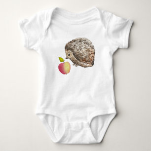 Body Para Bebé Acuarela lindo erizo y manzana