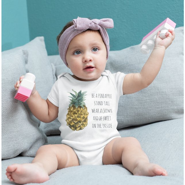Body Para Bebé Acuarela moderna piña y cita graciosa positiva (Subido por el creador)