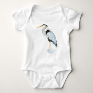 Body Para Bebé acuarela original Gran ave azul de garza