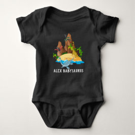 Body Para Bebé Acuarela personalizada cute wild Babysaurus negro