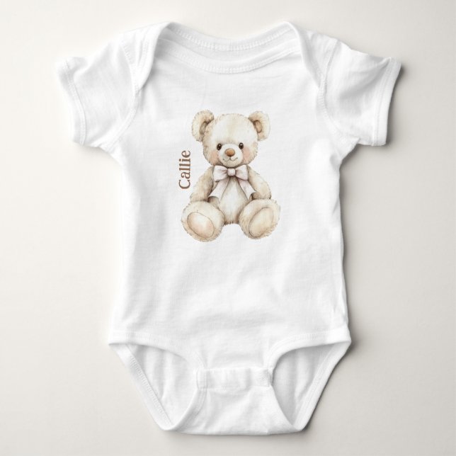 Body Para Bebé Acuarela personalizada Teddy Bear Baby (Anverso)