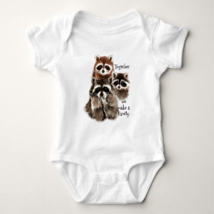 Body Para Bebé Acuarela Raccoons Juntos hacemos una cita familiar