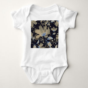 Body Para Bebé Acuarela virgen floral: fondo negro