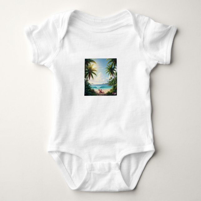 Body Para Bebé Adorable Baby Bodysuit – Elephant & Palm Trees (Anverso)