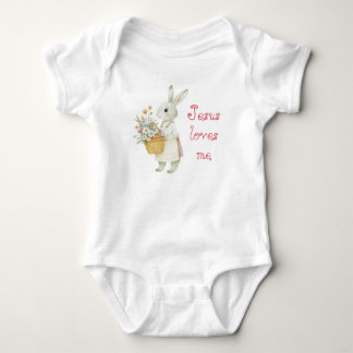 Body Para Bebé Adorable Bible Pastel Bunny Basket Floral Balloons