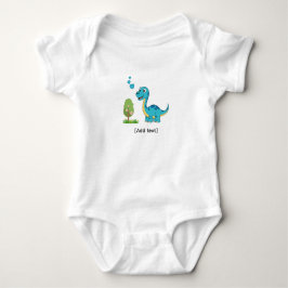 Body Para Bebé Adorable Blue Dinosaur with Hearts - Cute Brachios