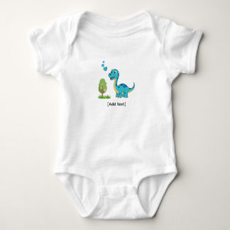 Body Para Bebé Adorable Blue Dinosaur with Hearts - Cute Brachios