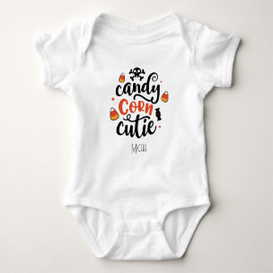 Body Para Bebé Adorable "Candy Corn Cutie" Monograma Nombre