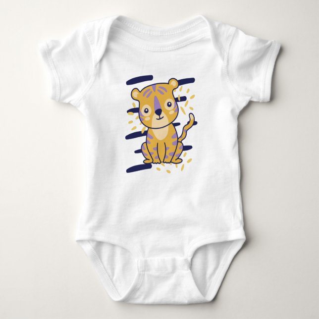 Body Para Bebé Adorable Cartoon Tiger Sitting Proudly – Jungle-Th (Anverso)