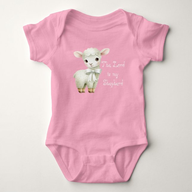 Body Para Bebé Adorable Christian Lamb Foral Balloon Scripture (Anverso)