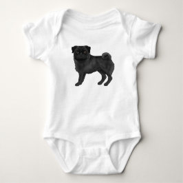 Body Para Bebé Adorable Color Negro Pug Mops Ilustracion Perro