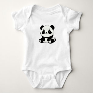 Body Para Bebé Adorable dibujo de panda en blanco y negro