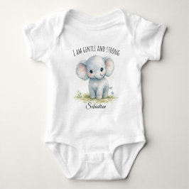 Body Para Bebé Adorable Elefante Azul "Soy Amable y Fuerte"