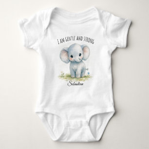 Body Para Bebé Adorable Elefante Azul "Soy Amable y Fuerte"