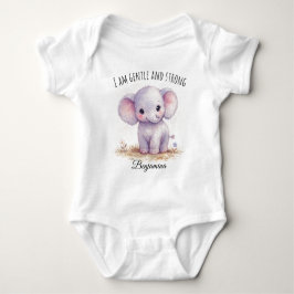 Body Para Bebé Adorable Elefante Morado "Soy Amable y Fuerte"