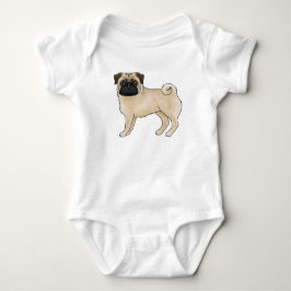 Body Para Bebé Adorable Fawn Color Pug Mops Ilustracion de perro