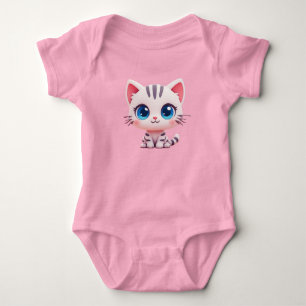 Body Para Bebé Adorable Gatito Blanco de Dibujos Animados para Re