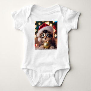 Body Para Bebé Adorable Gatito de Tabby con Santa Hat, Gato Kitty