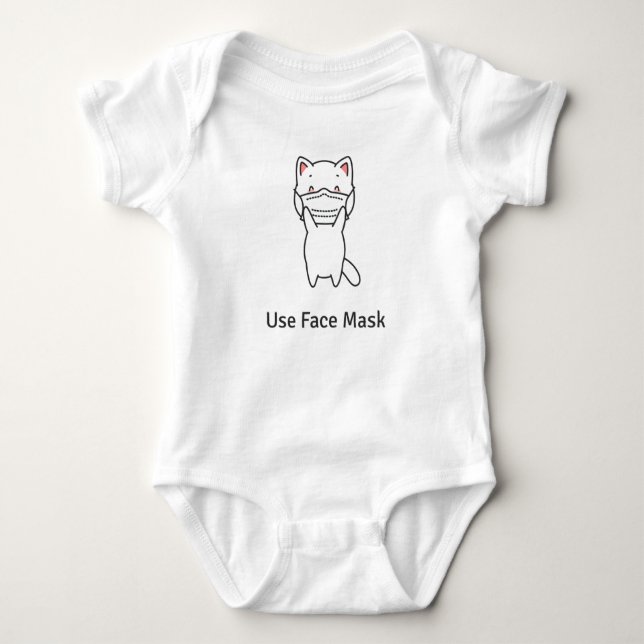 BODY PARA BEBÉ ADORABLE GATO USANDO CARA MÁSCARA DE BEBÉ BODYSUIT (Anverso)