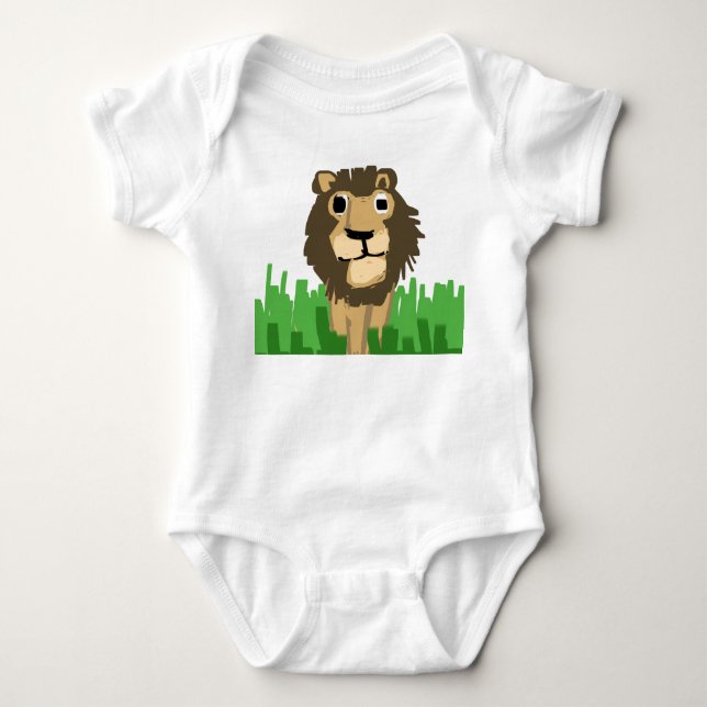 Body Para Bebé Adorable Hand-Drawn Lion in Tall Grass  (Anverso)