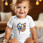 Body Para Bebé Adorable Hanukkah Sloth<br><div class="desc">Diseño festivo personalizado de Hanukkah.</div>