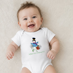 Body Para Bebé Adorable Hombre de Nieve de Invierno Azul Poinsett