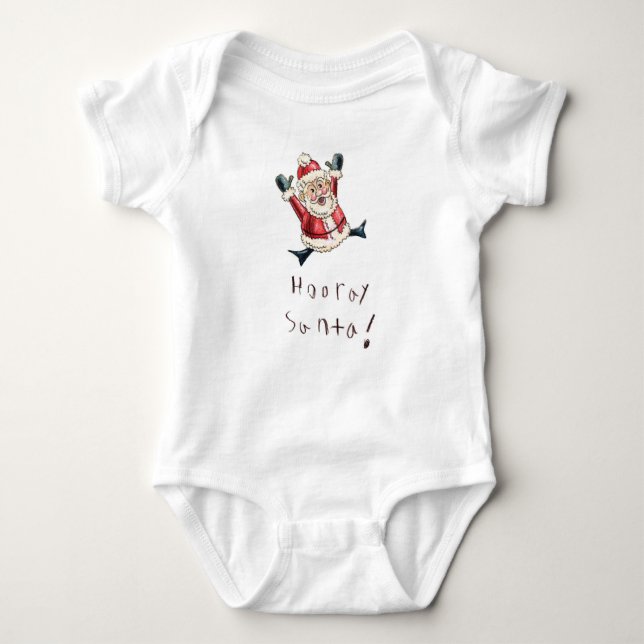 Body Para Bebé Adorable "Hooray Santa" Baby Shirt (Anverso)