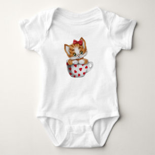 Body Para Bebé "Adorable Kitten in Cup Baby Bodysuit 