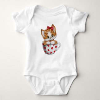 Body Para Bebé "Adorable Kitten in Cup Baby Bodysuit 