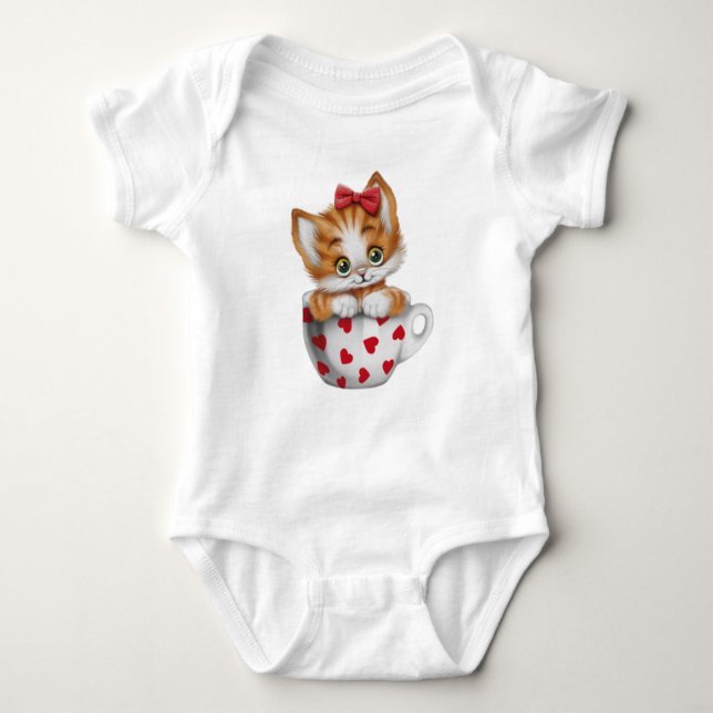 Body Para Bebé "Adorable Kitten in Cup Baby Bodysuit  (Anverso)