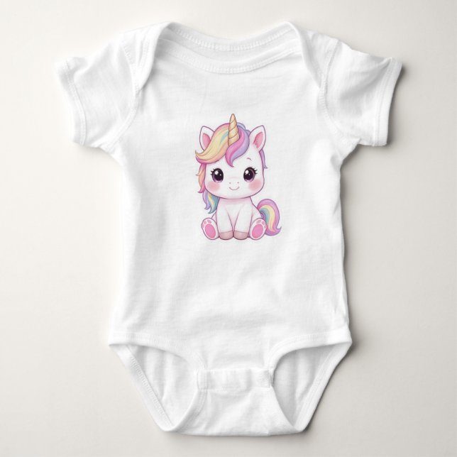 Body Para Bebé Adorable Magical Unicorn Sticker Illustration (Anverso)