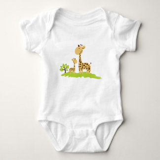 Body Para Bebé Adorable mamá y bebé Giraffe Verde y Amarillo